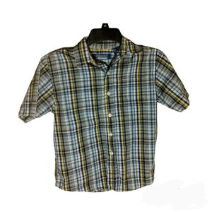 Boys Plaid Dress Shirt Button Up Small Front Pocket